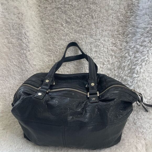 L.A.M.B By Gwen Stefani Black Soft Leather Satchel Shoulder silver tone hardware - Picture 7 of 16